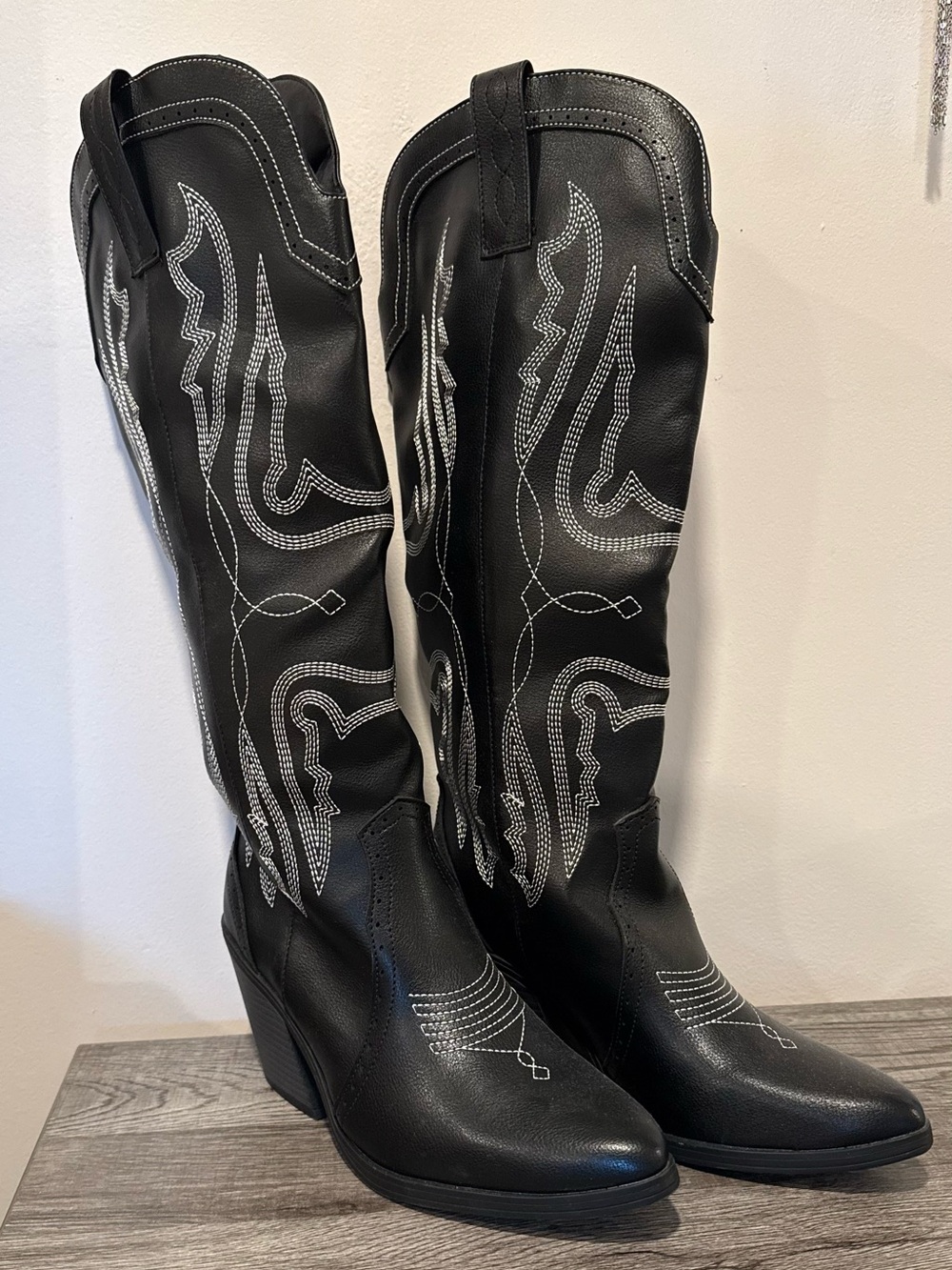 Black Knee High Cowboy Boots